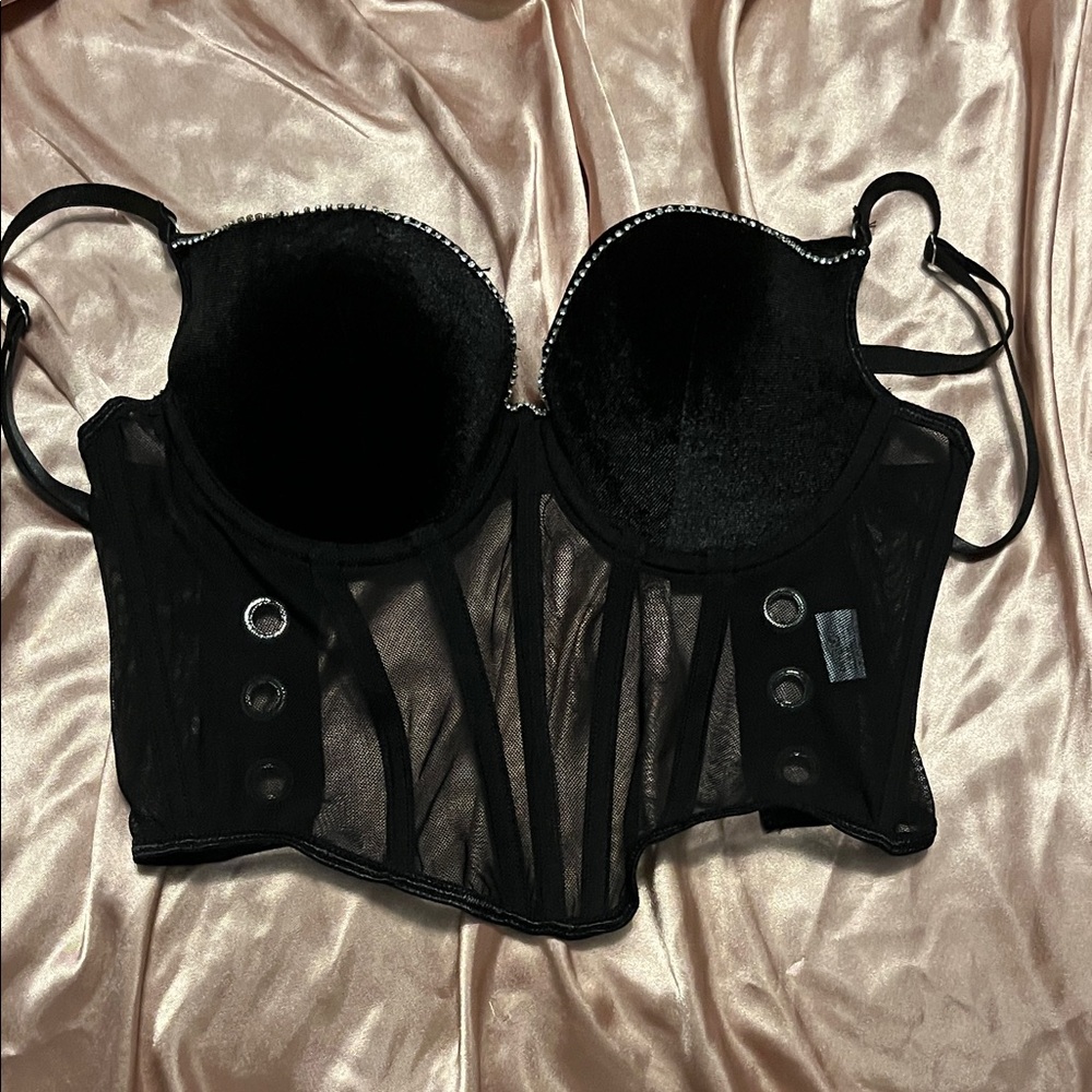 Elegant Black Sheer Corset Top